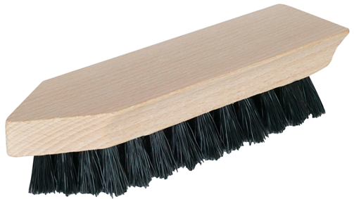 Schmutzbürste mit festen Kunststoffborsten und Holzgriff – ideal zur groben Reinigung von Schuhen, Werkstattflächen und Gartenwerkzeugen