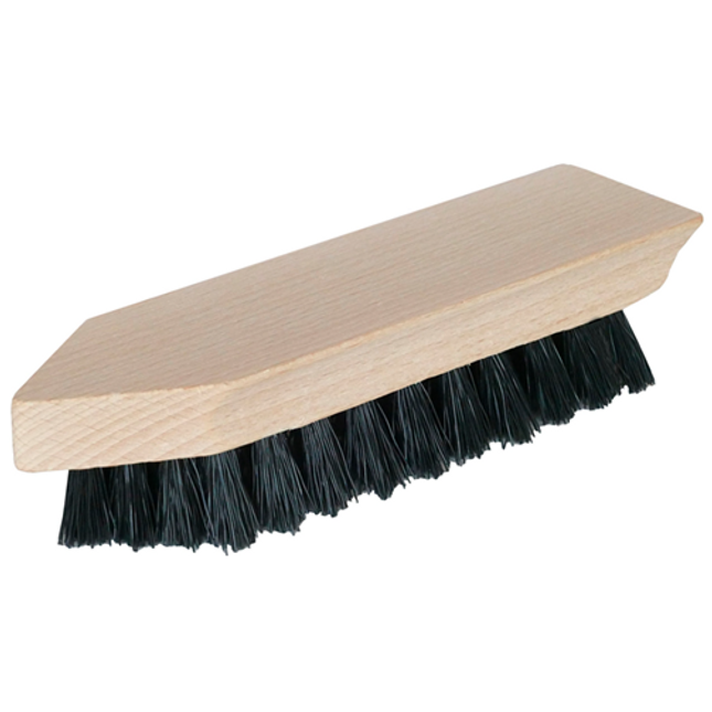 Schmutzbürste mit festen Kunststoffborsten und Holzgriff – ideal zur groben Reinigung von Schuhen, Werkstattflächen und Gartenwerkzeugen