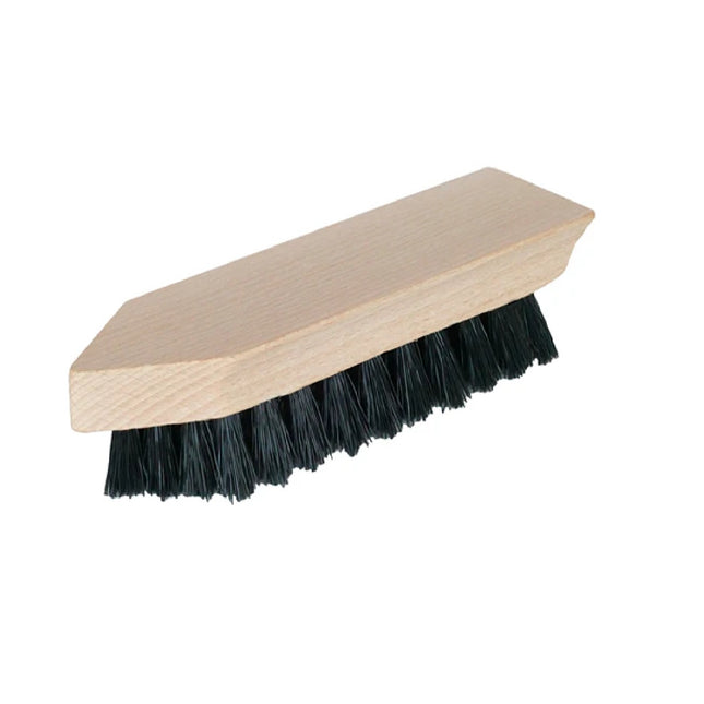 Handbürste aus Holz mit stabilen Kunstborsten, spitz zulaufend für Ecken und ideal für schmutzige Schuhe in Haushalt und Werkstatt