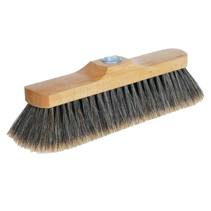 Stubenbesen aus geöltem Buchenholz mit geschlitztem Rosshaar und Universalgewinde Ø 24 mm für antistatische, gründliche Reinigung glatter Böden