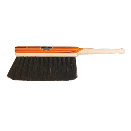 Handfeger Imola aus Buchenholz mit teakfarbener Lackierung und reinem Ross‑Schweifhaar für antistatische, staubbindende Reinigung empfindlicher Böden