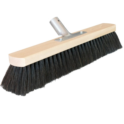 60 cm Saalbesen aus reinem Ross‑Schweifhaar mit Metallhalter – ideal für Innenbereiche, feinen Staub und glatte Böden.