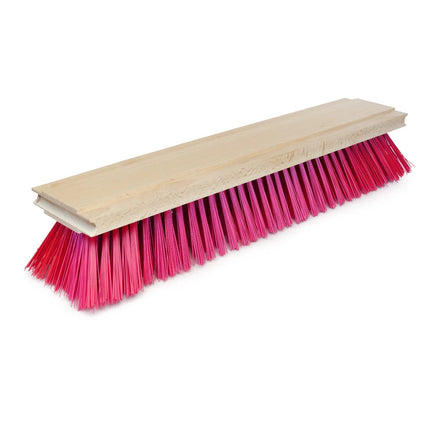 Abziehbesen Tennisplatz mit roten PET‑Borsten – Buchenholz 490×105×24 mm, unlackiert, passend für Metallhalterungen, ideal für Sand- und Ziegelmehlplätze