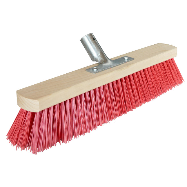 Straßenbesen 40 cm mit roten PET‑Elaston‑Borsten – formstabil, chemikalienbeständig & ideal für Industrie, Werkstatt und Außenflächen.