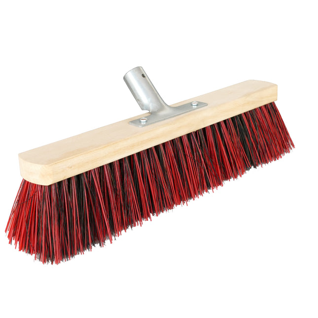 Straßenbesen 40 cm Rot/Schwarz mit Arenga‑Elaston‑Mix – stark gegen groben & feinen Schmutz auf Hof, Wegen & Außenflächen.