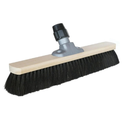 40 cm Saalbesen aus reinem Ross‑Schweifhaar mit Universalhalter – ideal für Innenbereiche, feinen Staub und glatte Böden.