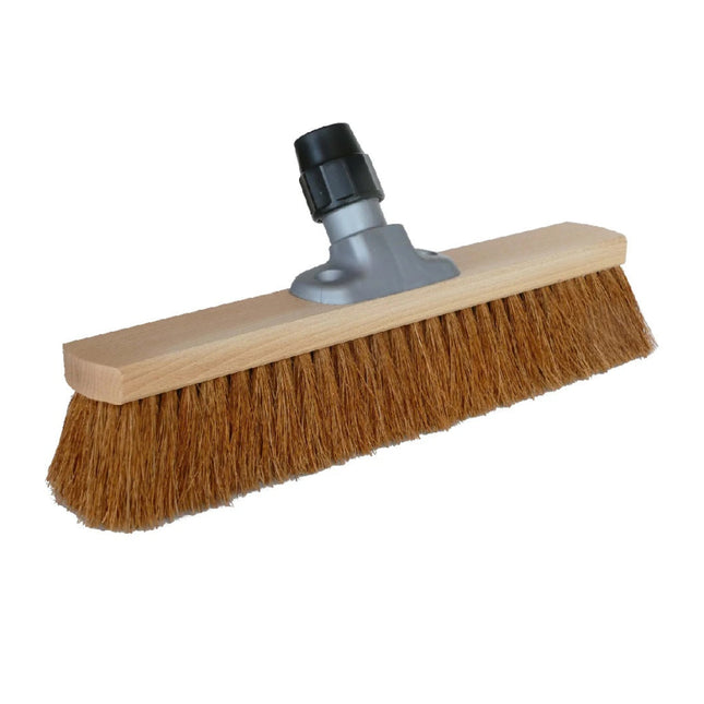 40 cm Saalbesen mit robusten Kokos‑Naturborsten & Universalhalter – ideal für Innenbereiche, groben Schmutz und glatte Böden.