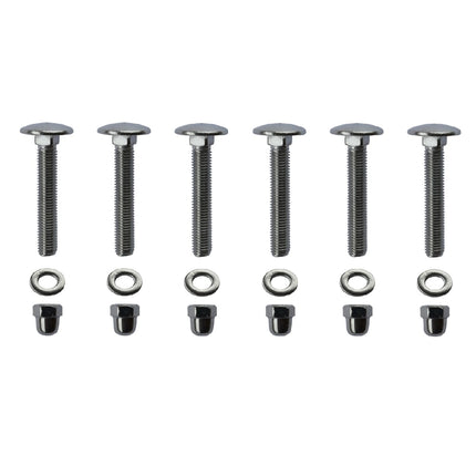 Edelstahl Bürsten‑Schrauben‑Set für Schuhabtreter Standard mit Hutmuttern und Unterlegscheiben zur sicheren Befestigung von Ersatzbürsten.