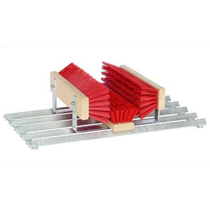 Outdoor‑Schuhreiniger mit Stahl‑Gitterrost und austauschbaren Bürsten für dauerhafte Nutzung.