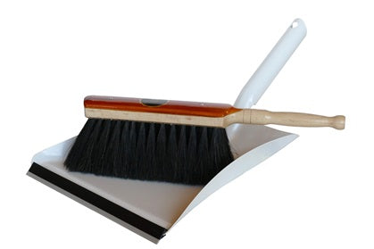 Rosshaar Handfeger mit weißer Metall-Kehrschaufel
