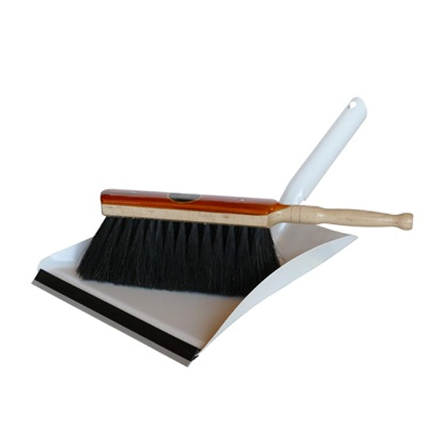 Rosshaar Handfeger mit weißer Metall-Kehrschaufel