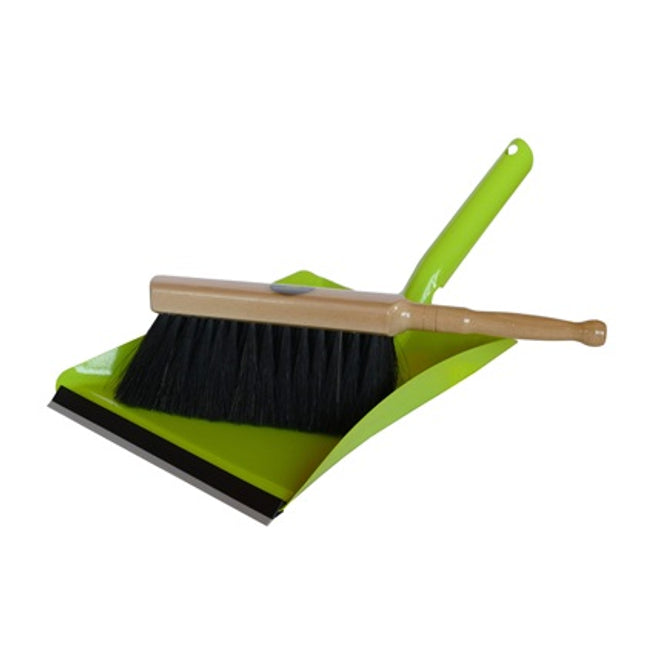 Kehrset Tradition mit Rosshaar-Handfeger und grüner Kehrschaufel