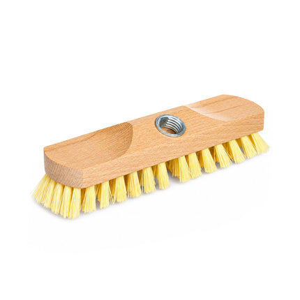 Schrubber Standard 22 cm aus Buchenholz mit gelben Kunstborsten und Innengewinde ohne Stiel