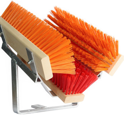 Schuhabstreifer Premium Rot-Orange mit verzinktem Metallrahmen und Bürsten für Außenbereiche
