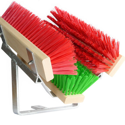 Schuhabstreifer Standard Grün/Rot – 30 cm, PET-Borsten & verzinktes Metall. Für Werkstatt & Hof.