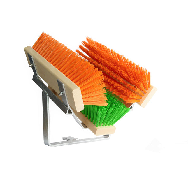 Schuhabstreifer Premium Grün & Orange – 30 cm, PET-Borsten & verzinktes Metall. Für Werkstatt & Hof.