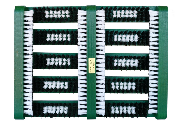 Schuhabstreifer Holz – Fußabtreter mit Bürsten für außen