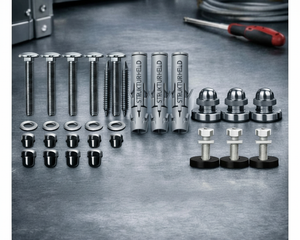 Befestigungsmaterial für STRUKTURHELD®: Schrauben, Dübel, Magnetsets und Füße zur sicheren Wand‑ und Bodenmontage.