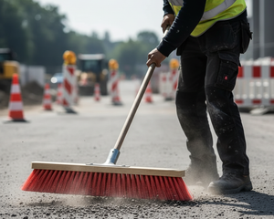 Straßenbesen für Hof, Grundstück & Baustelle – ideal für groben Schmutz, feinen Staub und Sand. Robuste, wetterfeste Borsten.