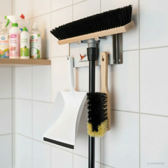 STRUKTURHELD® Lite Besen-Wandhalterung – Kehrset für Haushalt & Werkstatt, platzsparend Made in Germany