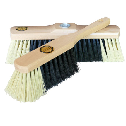 Stubenbesen‑Set Standard aus lackiertem Buchenholz mit Kunstborsten, Besen 28 cm und Handfeger 30 cm,