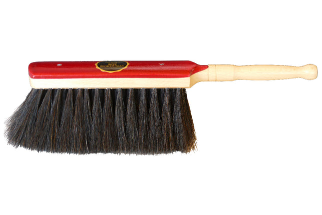 Handfeger Premium 30 cm aus Buchenholz mit Rosshaar in Mahagoni‑Optik – schonende, staubbindende Reinigung für empfindliche Böden.