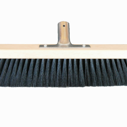 Robuster 60 cm Besen mit staubbindenden Rosshaar‑Kunstborsten für Werkstatt, Büro und Haushalt – perfekt für gründliche Reinigung.