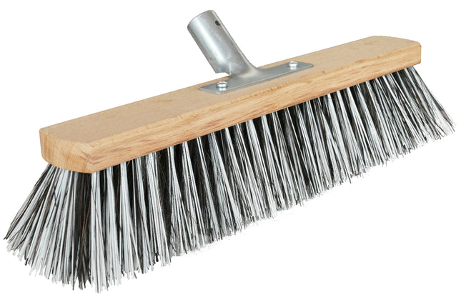 Straßenbesen 40 cm Schwarz/Weiß mit Arenga‑Elaston‑Mix – stark gegen groben & feinen Schmutz auf Hof, Wegen & Außenflächen.