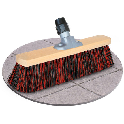 Straßenbesen 40 cm aus Buchenholz mit Arenga‑Elaston‑Mix und Universal‑Stielhalter für groben & feinen Schmutz auf Hof, Gehwegen und Außenflächen