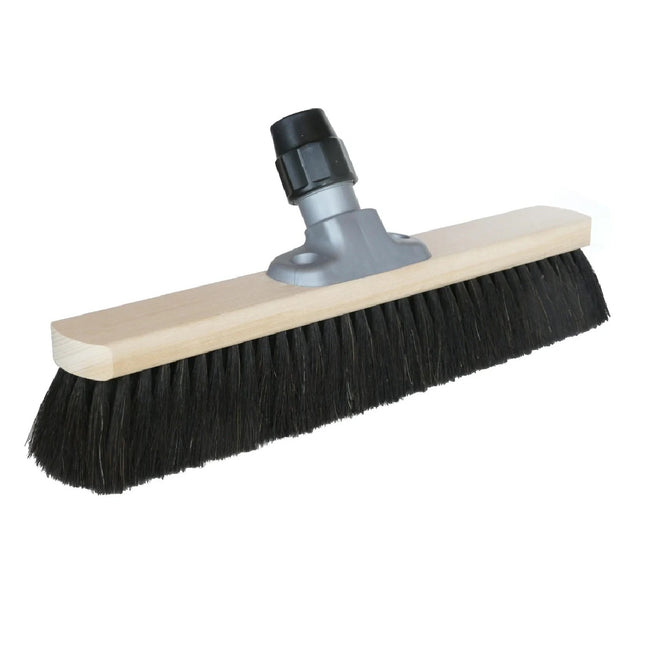 Saalbesen 60 cm aus Buchenholz mit reinem Ross‑Schweifhaar und Universalhalter Ø 24 mm für staubbinde Reinigung großer glatter Innenflächen