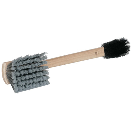 Hochwertige Autowaschbürste aus Buchenholz, 52 cm, mit weichen und harten Borsten für Lack, Glas und Felgen – Made in Germany