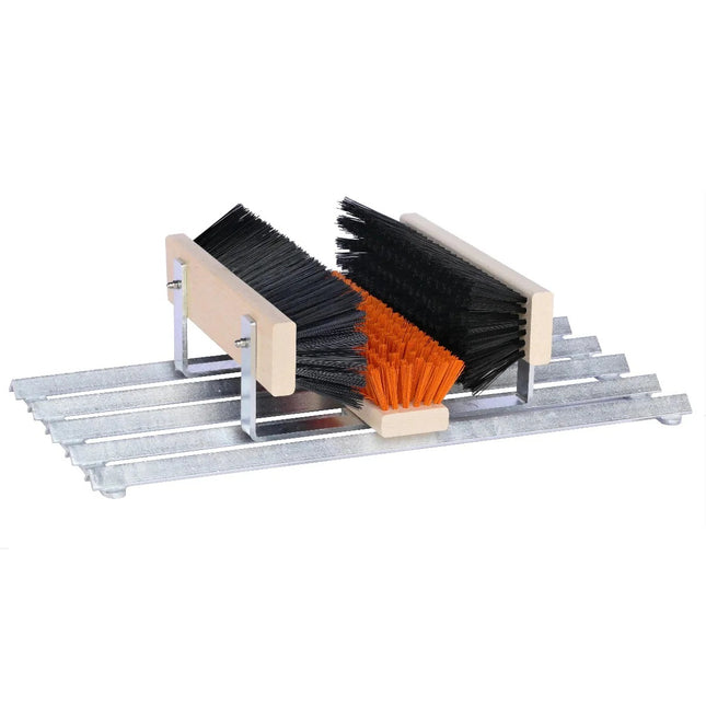 Fußabtreter Exklusiv – Outdoor‑Schuhabstreifer mit Gitterrost & Bürsten für den professionellen Einsatz, Orange/Schwarz