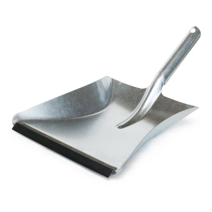 Verzinkte Industrie‑Kehrschaufel aus Metall mit Gummilippe, robust und rostfrei