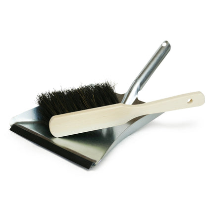 Industrie Kehrset mit verzinkter Kehrschaufel und Arenga‑Handfeger, robust, rostfrei und ideal für Werkstatt und Gewerbe