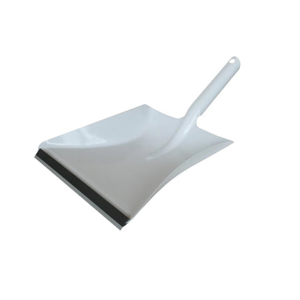 Weiße Metall‑Kehrschaufel mit Gummilippe – stabil, pulverbeschichtet & ideal für professionelle Außenreinigung