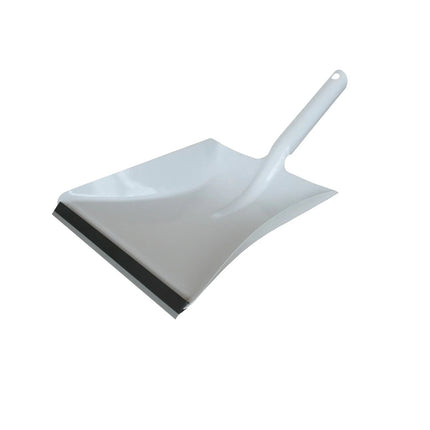 Weiße Metall‑Kehrschaufel mit Gummilippe – stabil, rostfrei & ideal für Garten‑ und Hofreinigung