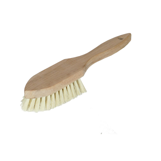 Scheuerbürste mit kurzem Holzstiel und Fibre-Borsten – kompakte Reinigungsbürste für Ecken & Kanten