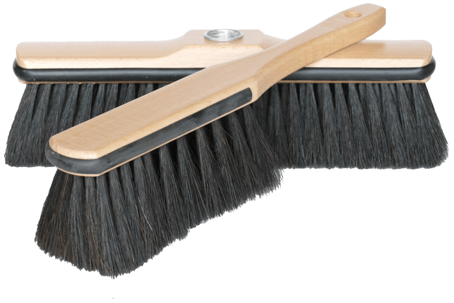 Stubenbesen-Set aus Buchenholz mit Rosshaar & Kantenschutz – Besen 28 cm & Handfeger 30 cm
