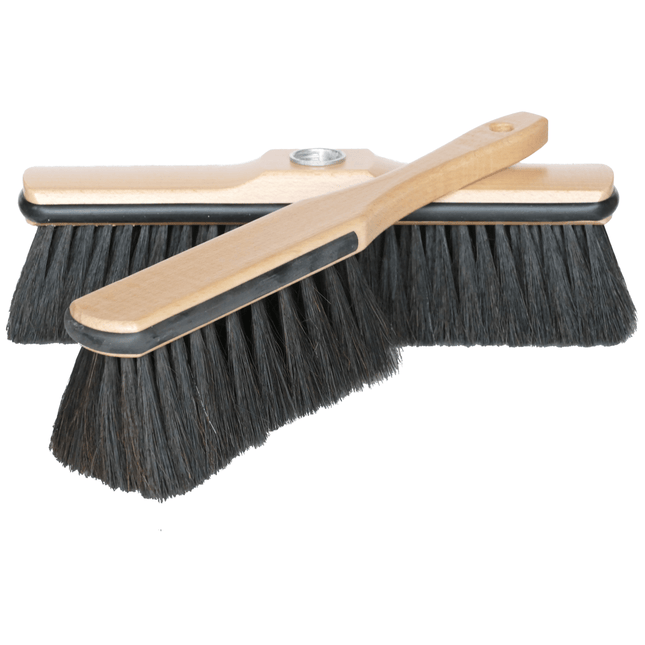 Stubenbesen-Set aus Buchenholz mit Rosshaar & Kantenschutz – Besen 28 cm & Handfeger 30 cm