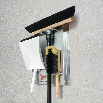 Saalbesen Kehrset mit Wandhalterung, Handfeger, Kehrschaufel und Teleskopstiel für Werkstatt, Lager, Verwaltung und 5S‑Arbeitsplätze