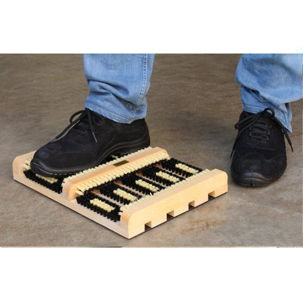 Stabiler Holz‑Schuhabstreifer 36×27 cm mit formstabilen PVC‑Borsten für saubere Schuhe im Innen‑ und Außenbereich