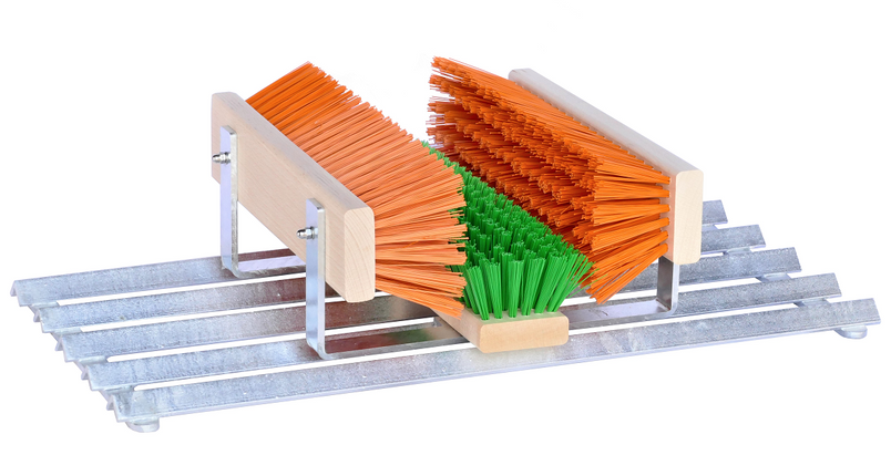 Fußabtreter mit grünen und orangen Schuhabstreifer Bürsten für außen