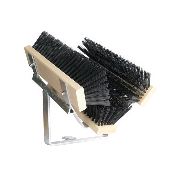 Outdoor Schuhreiniger verzinkt mit schwarzen Bürsten – robust für Werkstatt und Eingangsbereiche