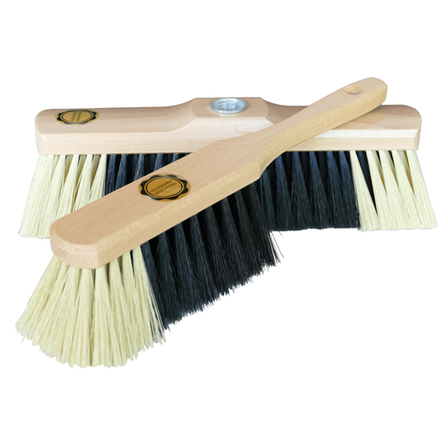 Stubenbesen-Set aus Buchenholz – Besen & Handfeger mit doppelt weißem Bart