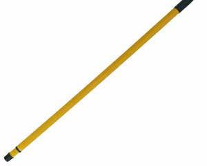 Teleskop‑Besenstiel aus Stahl, verstellbar 85–140 cm, gelb, robust, mit deutschem Gewinde für Krallenbesen, Besen und Reinigungsgeräte.