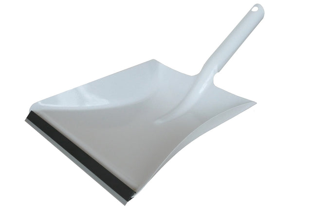 Kehrschaufel Weiß – Metall mit Gummilippe & Metallgriff. Für Haushalt & Gewerbe. Made in Germany.