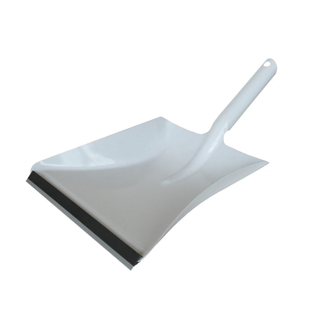 Kehrschaufel Weiß – Metall mit Gummilippe & Metallgriff. Für Haushalt & Gewerbe. Made in Germany.