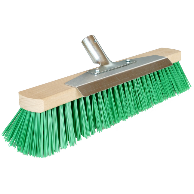 Grüner Winter-Straßenbesen 40 cm mit Metall-Kratzblech und stabilen PET-Borsten – perfekt für Schnee, Eis und hartnäckigen Schmutz