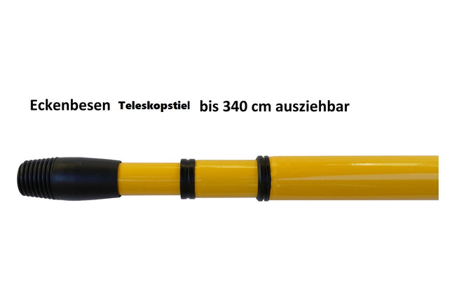 Teleskopstiel XL 130–340 cm Gelb/Schwarz – robuster Metallstiel für Fassaden- und Eckenbesen